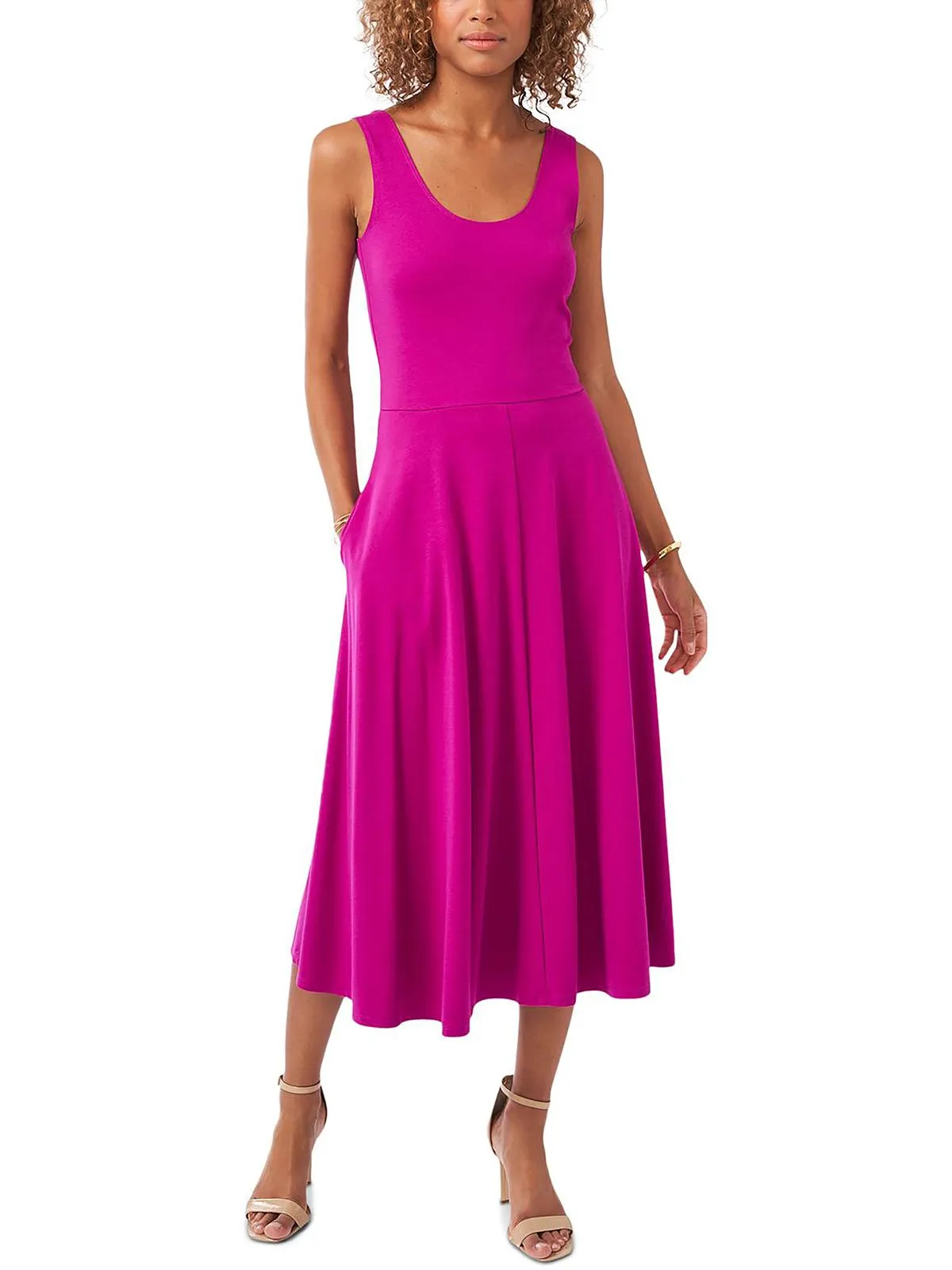 Womens Sleeveless Calf Midi Dress